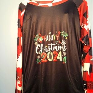 Family Christmas 2024 Pajama Set Long Sleeve Top Plaid Tree/Deer Bottom L Unisex